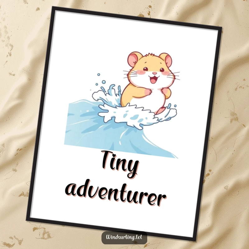 Funny Digital Art: A giggling hamster sailing across a choppy sea, bringing instant nautical humor and fun, a downloadable funny gift.