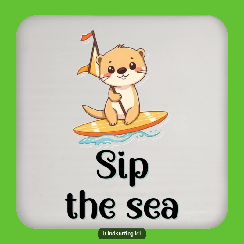 Funny Otter Surfing Coaster: Protect Surfaces with this Funny Gift