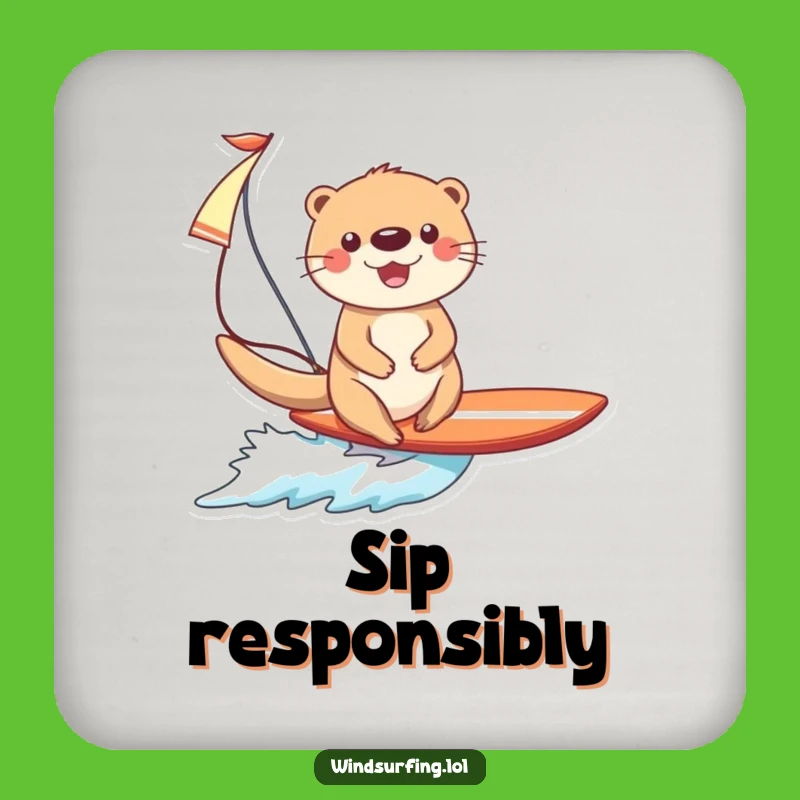 Funny Otter Surfing Drink Coaster: Protect Surfaces with Happy Otter Style