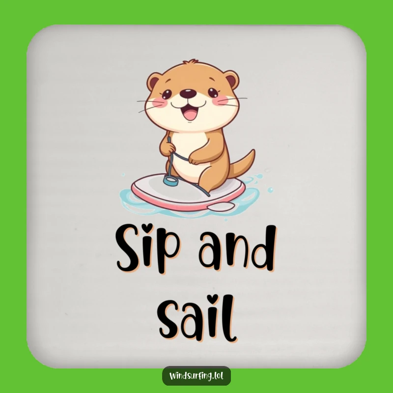 Funny Otter Windsurfing Coaster: Joyful Protection, Perfect Home Funny Gift!