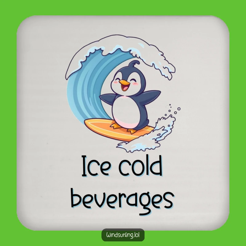 Funny Penguin Surfing Coaster: Protect Surfaces with Hilarious Ocean Art
