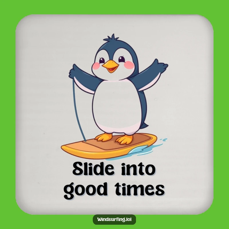 Funny Penguin Windsurfer Coasters: Protect Surfaces with Hilarious Style