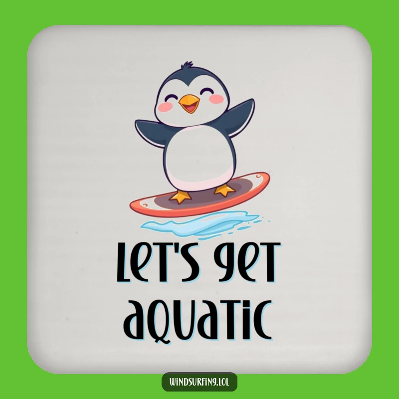 Funny Penguin Windsurfing Coaster - Protect Surfaces with Arctic Charm