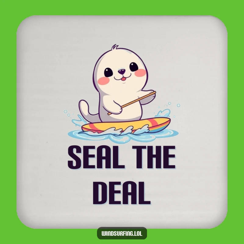 Funny Seal Windsurfing Drink Coaster: Protect Surfaces with Splashing Seal Style