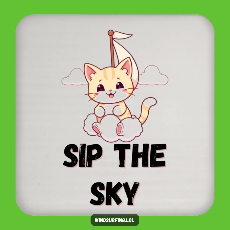 Funny Smiling Cat Cloud Sail Coaster Set - Protect Surfaces Whimsically