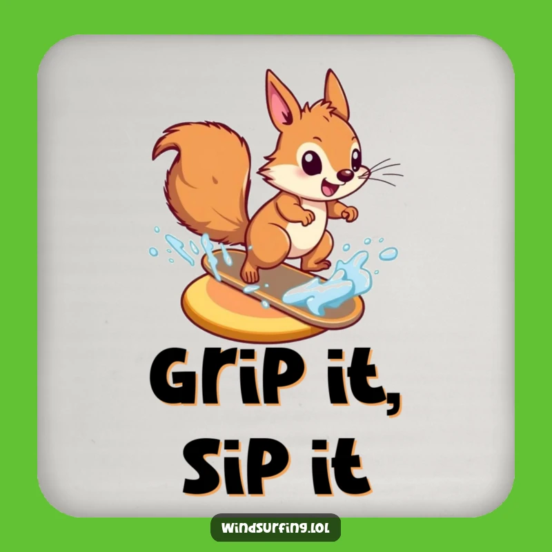 Funny Squirrel Waterskiing Coaster: Protect Surfaces & Gift
