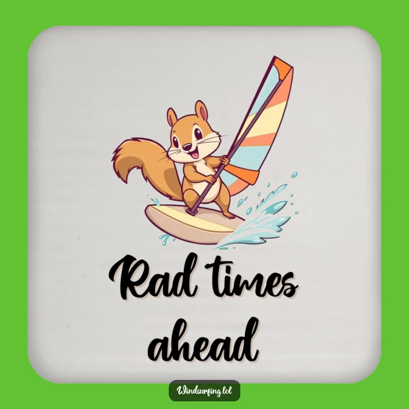 Funny Squirrel Windsurfing Coasters - Protect Surfaces with Hilarious Action Art