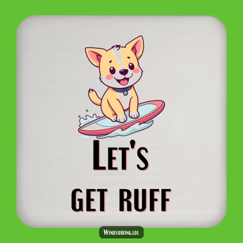 Funny Windsurfing Dog Drink Coaster: Protect Surfaces with Canine Fun and Humor