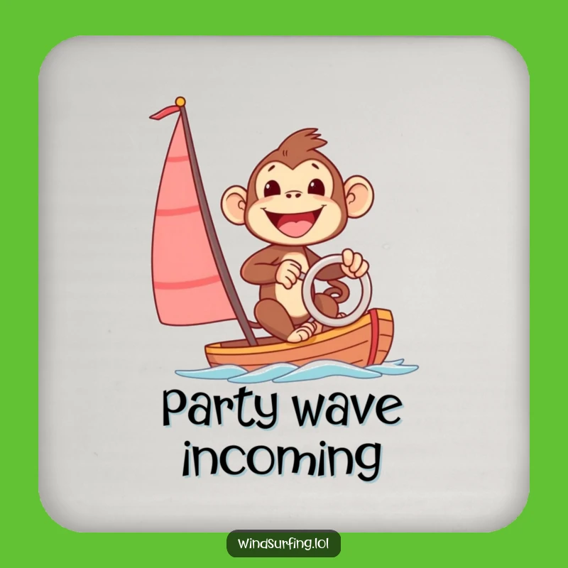 Funny Excited Monkey Drink Coaster: Protect Surfaces with Nautical Charm!