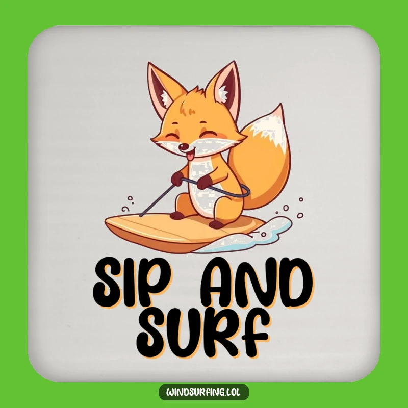 Funny Fox Windsurfing Tongue Coaster - Protect Surfaces with Fun