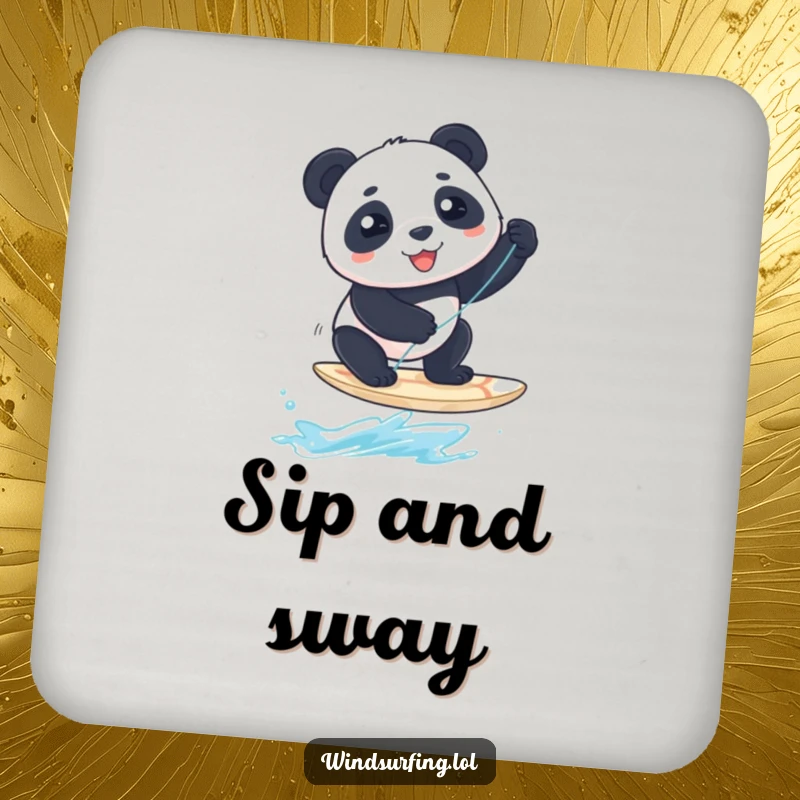 Funny Coaster: A panda balances on a windsurfing board, providing funny protection for your tables.