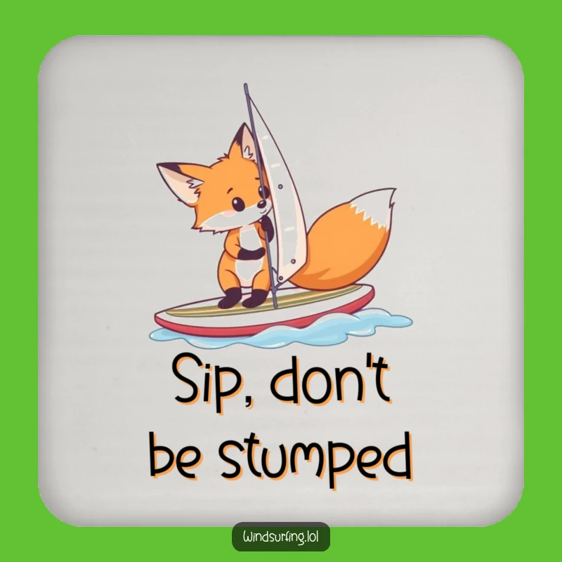 Funny Fox Surfing Coaster: Protect Surfaces with Hilarious Art Flair
