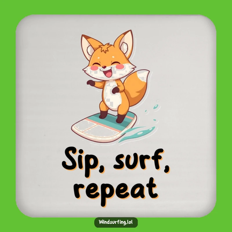 Funny Fox Windsurfing Coasters: Protect Surfaces with Hilarious Style