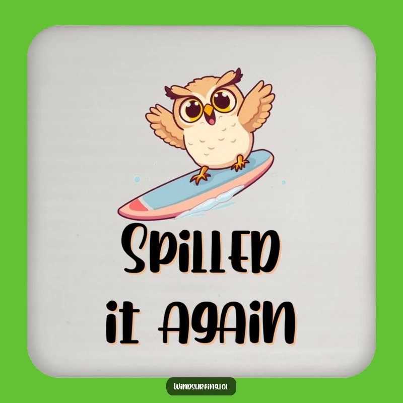 Funny Surprised Owl Windsurf Coaster - Hilarious Drink Accessory, Perfect for Tables
