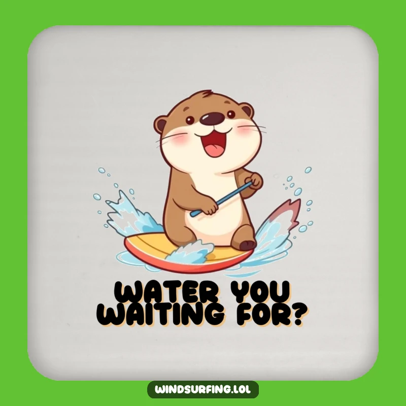 Funny Otter Surfing Coaster: Protect Surfaces with Hilarious Water Art