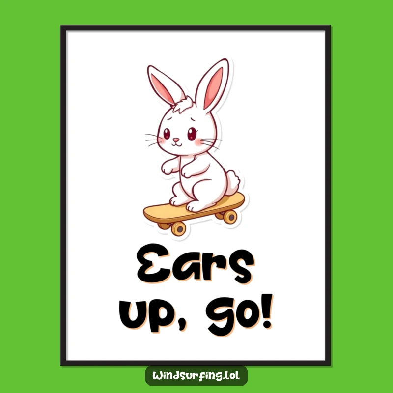 Funny Playful Bunny Surf Poster - Fun Wall Art, Perfect for Adding Cheer
