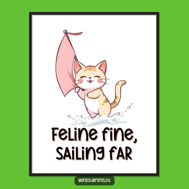 Funny Cat Sailing Poster: Whimsical Wall Decor for a Laugh, Great Gift