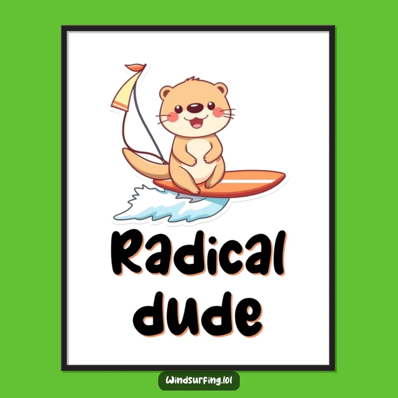 Funny Otter Surfing Poster: Vibrant, Hilarious Otter Art for Wall Decor