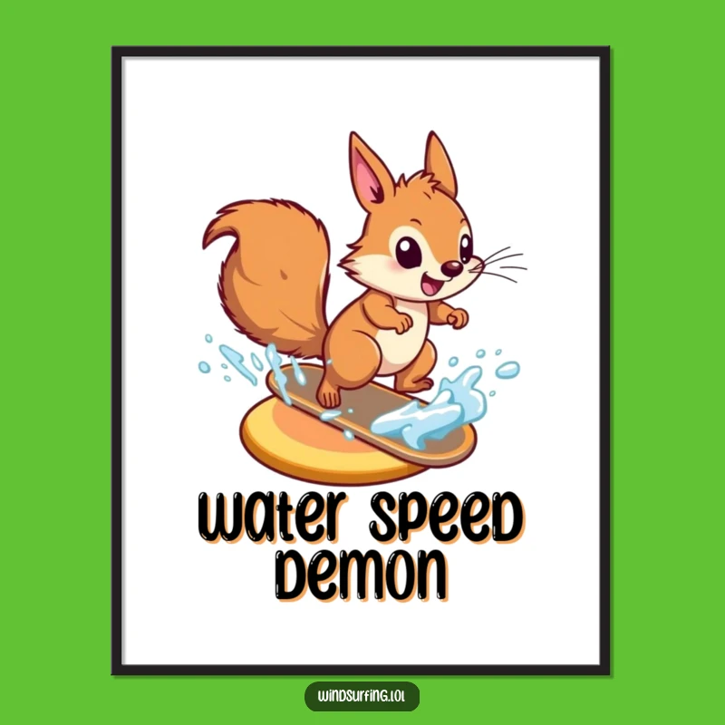 Funny Squirrel Waterskiing Poster: High-Energy Art & Gift