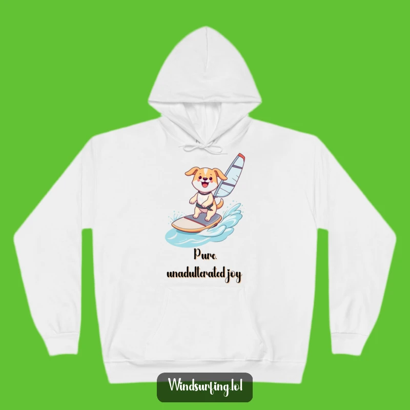 Funny Happy Dog Windsurf Hoodie: Cozy Up After Your Airtime, a Warm and Snug Funny Gift!