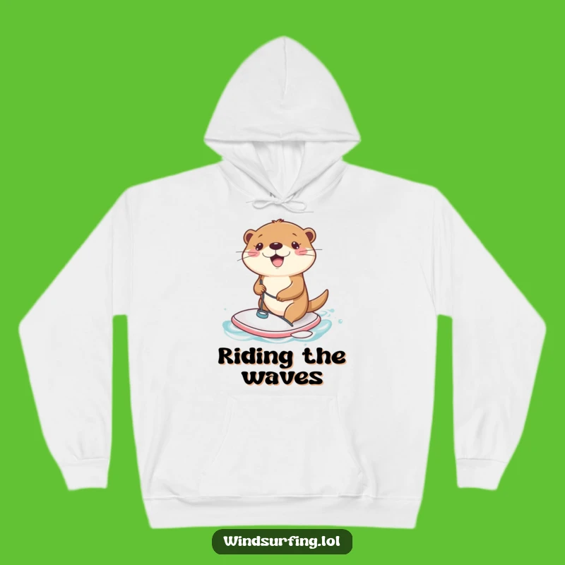 Funny Otter Windsurfing Hoodie: Joyful Ocean Vibes, Cozy Funny Gift!