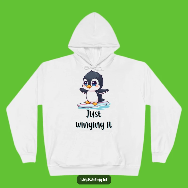Funny Penguin Surf Hoodie: Cozy Comfort with a Hilarious Wide-Eyed Wobble