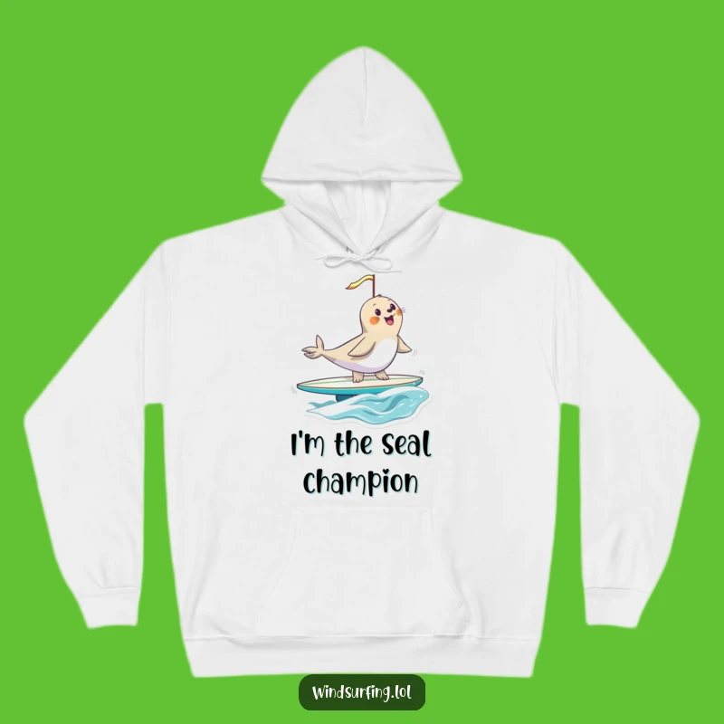 Funny Seal Windsurfing Hoodie: Cozy Warmth Meets Hilarious Ocean Fun, Great Gift