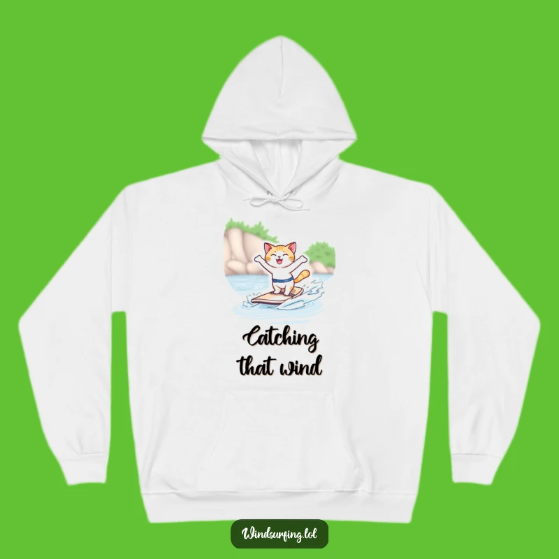 Funny Windsurfing Cat Hoodie: Stay Cozy and Cool with This Hilarious Feline Adventure Gear