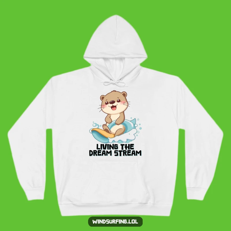 Funny Otter Surfing Hoodie - Cozy & Determined Ocean Adventure Wear