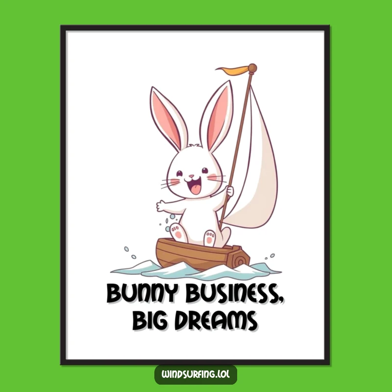 Free Printable Bunny Sailing Wall Art - Funny Downloadable Adventure Poster!