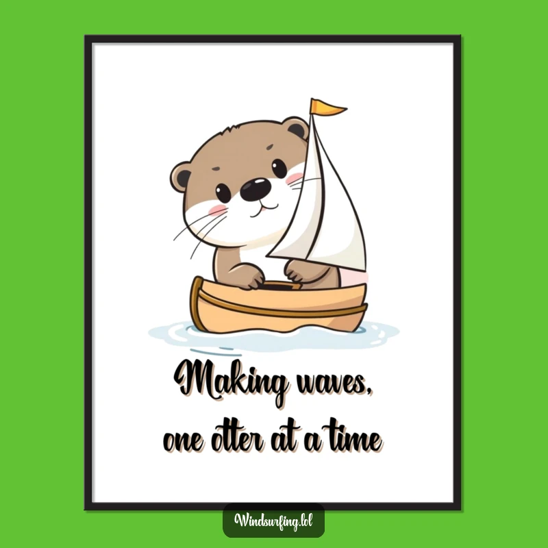 Free Printable Funny Otter Sailboat Wall Art - Cute Downloadable Decor