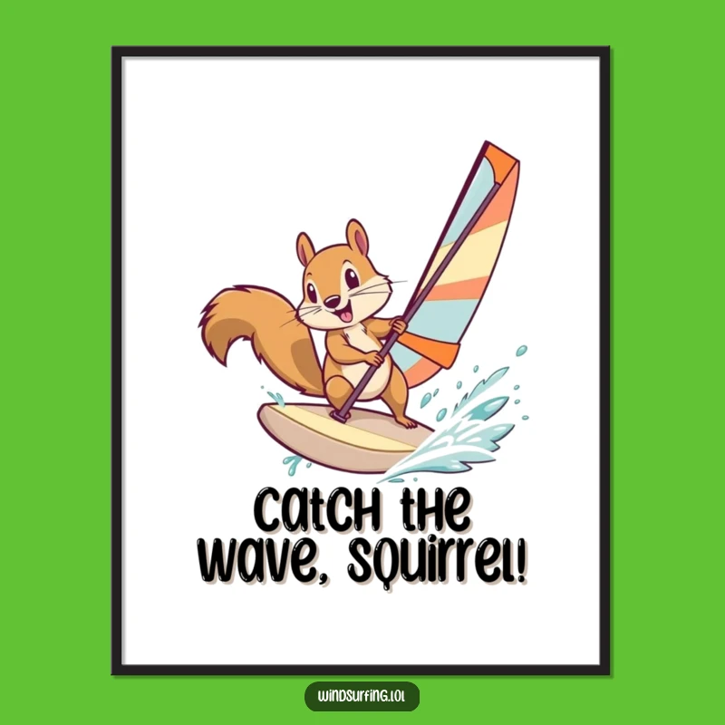 Free Printable Wall Art: Funny Squirrel Windsurfer, Hilarious Downloadable Decor!
