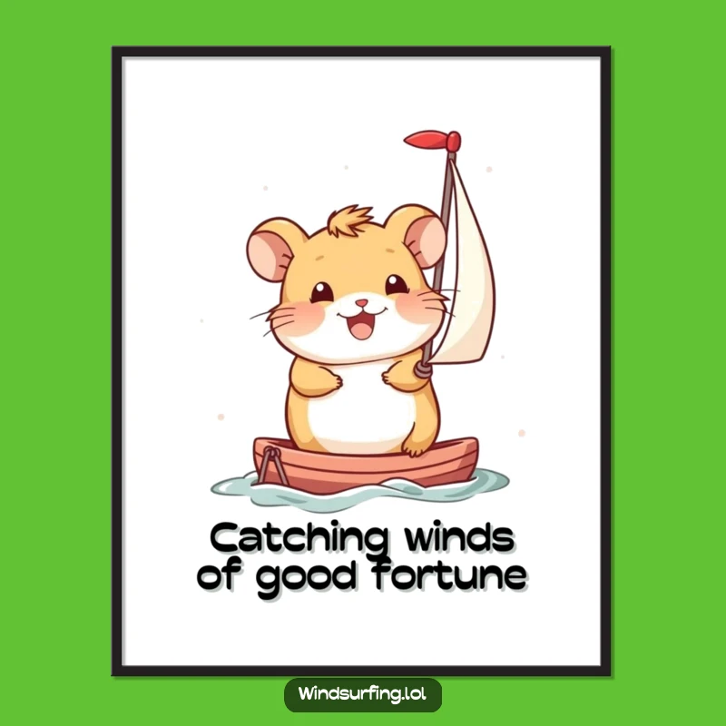 Free Printable Wall Art: Smiling Hamster Sailing - Funny Nautical Download
