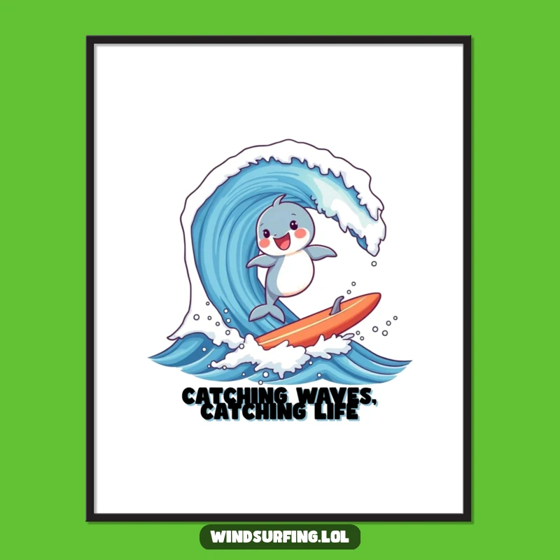 Free Printable Wall Art: Surfing Dolphin - Funny Downloadable Decor!