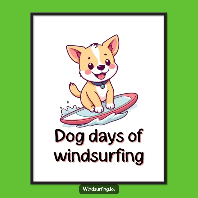 Free Printable Wall Art: Windsurfing Dog Fun Funny Downloadable Art