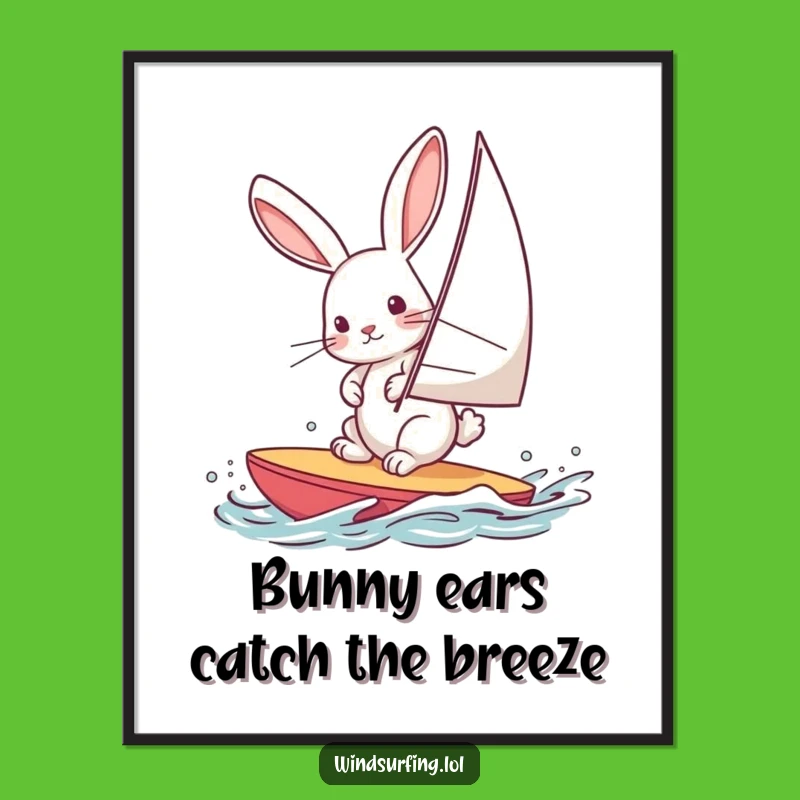 Free Printable Wall Art: Windsurfing Rabbit Adventure Funny Downloadable Art