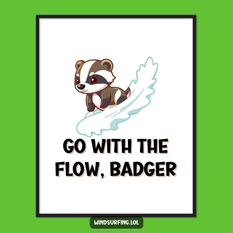Free Printable Badger Art - Cool Surfer Wall Decor Downloadable Gift