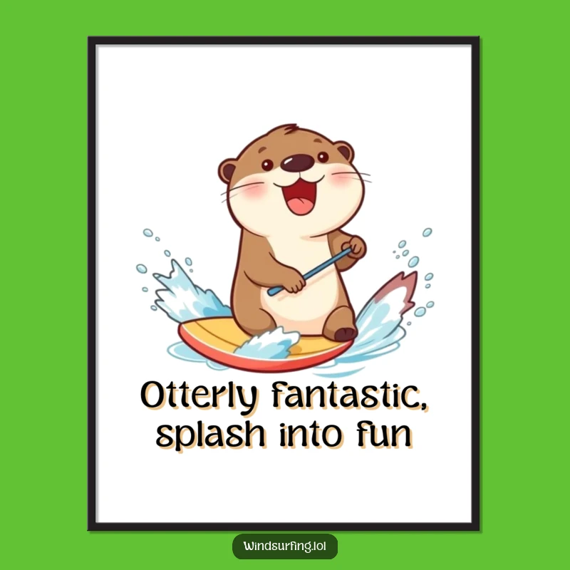 Free Printable Wall Art: Funny Otter Surfer - Hilarious Downloadable Aquatic Decor!