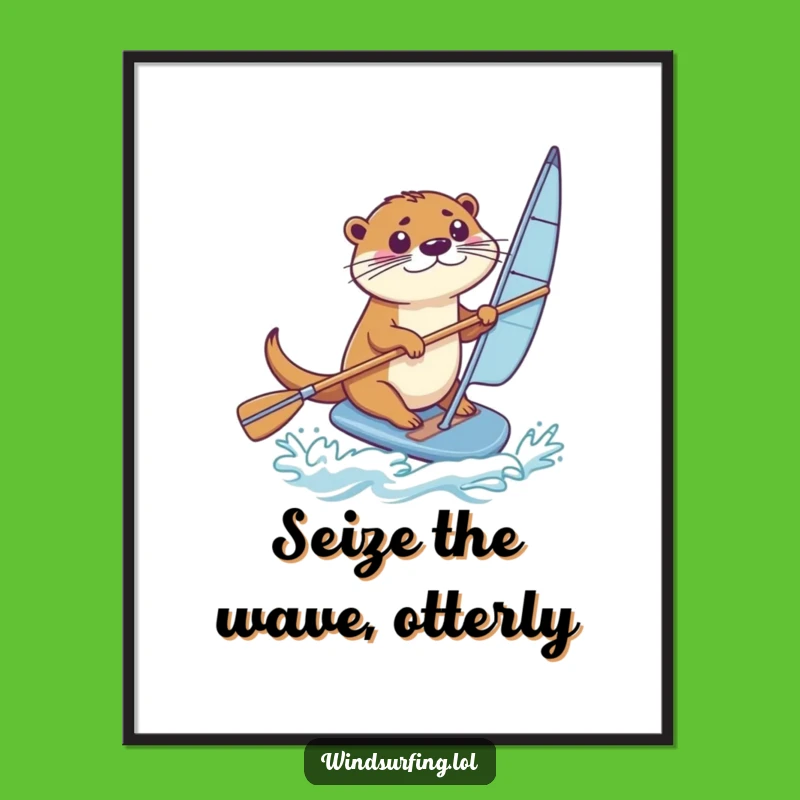 Funny Free Printable Wall Art: Otter Windsurfer, Hilarious Downloadable Decor