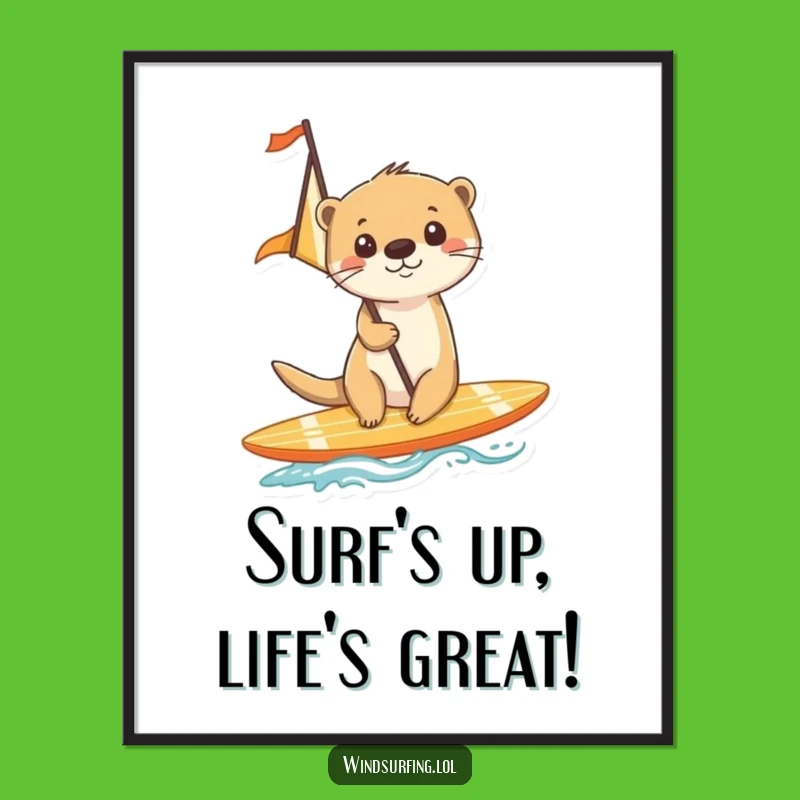 Free Printable Wall Art: Surfing Otter, Whimsical Downloadable Adventure Decor!