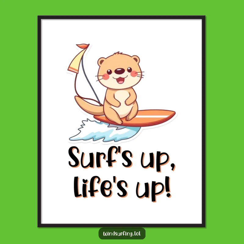 Funny Free Printable Wall Art: Otter Surfing, Perfect Downloadable Home Decor!