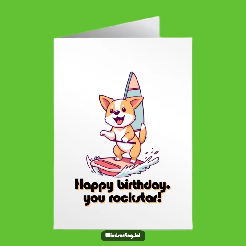 Free Printable Birthday Card: Dog Surfer, Funny Downloadable Gift for Dog Lovers