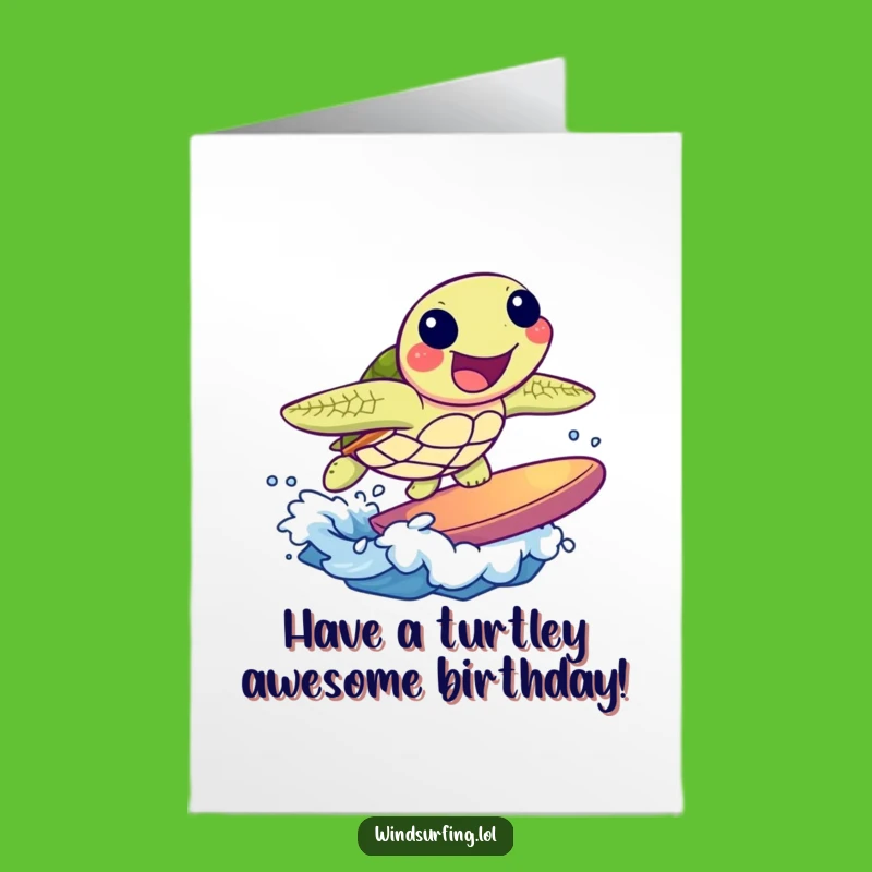 Free Printable Birthday Card Surfing Turtle Character Fun Downloadable Gift