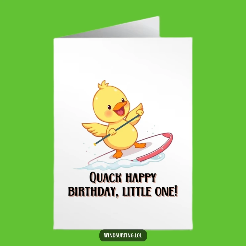 Free Printable Duckling Windsurfing Birthday Card - Funny Downloadable Water Gift!