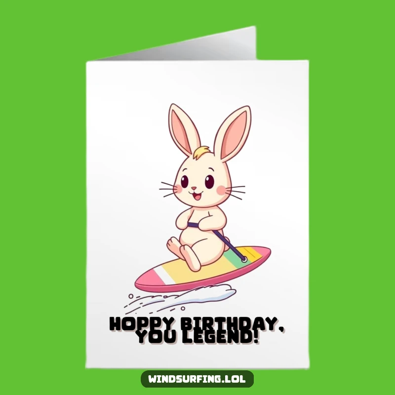 Free Printable Bunny Birthday Card - Sailboard Fun Downloadable Gift