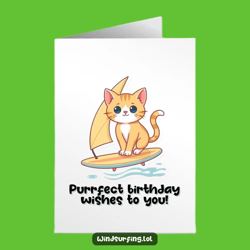 Free Printable Birthday Card: Cat Surfer, Fun Downloadable Birthday Gift!