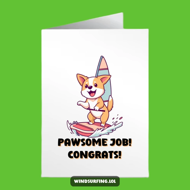 Free Printable Congrats Card: Dog Surfer, Funny Downloadable Gift for Big Wins