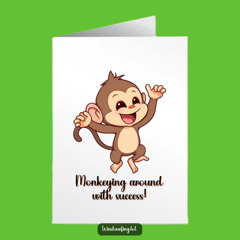 Free Printable Congrats Card: Mischievous Monkey Gust Funny Downloadable Gift