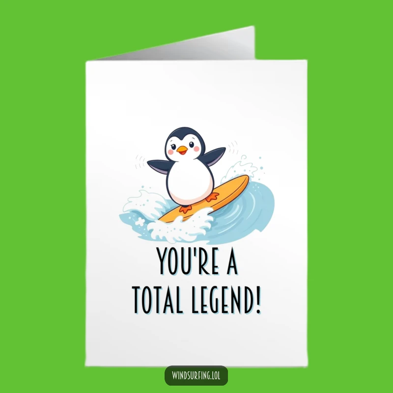 Free Printable Congrats Card: Penguin Windsurfing Victory - Celebrate Their Triumph