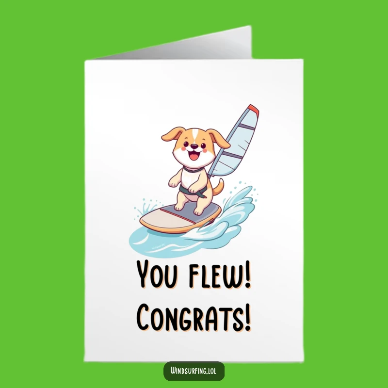 Free Printable Congrats Card: Surfing Dog, Humorous Achievement Downloadable Gift